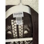 Chico's  Womens 100% Linen Long Tunic Vest‎ Top Brown Lace Blouse Size 2 Large Photo 4