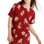 Madewell  Red Birds of Paradise Floral Print Button Up Short Sleeve Top Size S Photo 0