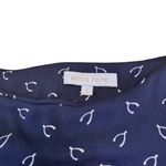 Rosie Pope Navy Wishbone Print Blouse XL Bow Tie Sleeve Soft Draped Top in EUC Blue Photo 7