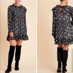 Free People NEW These Dreams Black Floral mini Long Sleeve Dress Size Small Photo 15