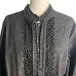 International concepts INC Denim Jacket XL Black Crochet Lace Hook Eye Closures Photo 1