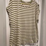 Jane and Delancey  Size XL Banded Sleeve Crew Neck Green White Stripe Terry Top Photo 2