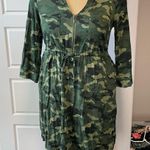 Torrid  Green Camo Challis Zip Front shirt Dress Photo 3