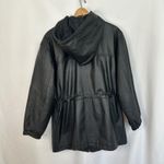 Vintage Middlebrook Park Genuine Leather Hooded‎ Jacket Drawstring Black Large Photo 5