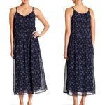 Vince  Calico Floral Shirred Waist Silk Midi Dress Size L Photo 1