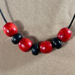 4 Beaded Necklaces Round Clasp Blue Black Red White Green Photo 3