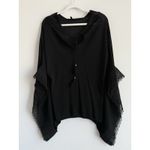 White House | Black Market  Butterfly Lace Poncho Top Women's Size Small Black Photo 2