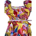 Farm Rio  Neon Macaws Puff Sleeve Belted Cotton Maxi Dress Photo 12