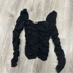 Reformation NEW Esra Queen Anne Neckline Top Black Ruched Long Sleeve Size XS Photo 3