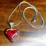 TAXCO Sterling Silver Red Jasper Heart Cabochon Pendant Necklace Photo 3