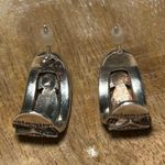 Sterling Silver Vintage Heart Marcasite Half Hoop 925  Earrings Photo 4