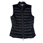 Lilly Pulitzer Elana Puffer Down Vest Black Medium Women's Quilted Zip Up EUC Photo 2