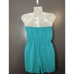 Forever 21  Romper Womens Medium Teal Strapless Bandeau Elastic Waist Pockets Photo 4