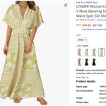 NWT LYANER Women's Floral Boho Deep V Neck Batwing Short Sleeve DRESS White Photo 1