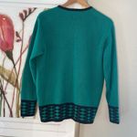 Vintage Cardigan Sweater Green Black Grandma Argyle Diamond USA Made Cozy XL Photo 3