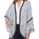 New Directions Blue & White Floral Lantern Sleeve Curvy Kimono Plus Size Size undefined Photo 0