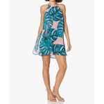 Mumu Mini Dress XS Green Pink Leaf Print Photo 7