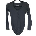 Everlane  Womens The Henley Bodysuit Long Sleeve Bikini Black XXS Photo 1