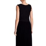 Max Studio London Georgette Black Smocked Velvet Goth Maxi Dress Med Photo 9