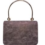 Estee & Lilly Taupe Snap Closure Shimmer Snake Skin Box Clutch Handbag Photo 4