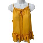 Ro & De  Yellow Gold Spaghetti Strap Ruffled Tiered Sheer Camisole Medium‎ Photo 8