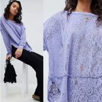 Free People  Not Cold In The Lace Lavender Purple Sweater Knit Tee Blouse Small S Photo 2