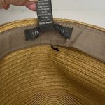 Vince Camuto Women's Tan Wide Brim Sun Hat OS Black Band Gold V Packable Resort Photo 6