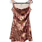 Miaou Ginger Babydoll Mini Dress Wanted Red Cowl Neckline Newspaper Print Small Photo 3