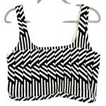 EXPRESS Women's XL Body Contour Black White Geo Print Crop Top Tank Square Neck Photo 0