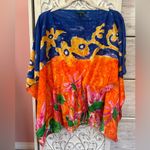 Ralph Lauren  vibrant dloral coverup/tunic top with drawstring dolman sleeves S/P Photo 1