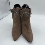 Spiegel Womens 6M Taupe Suede Pointed Toe Ankle Boots Heeled Gather Detail Retro Photo 4