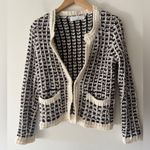 Unique Vintage Vintage Knit by Tomotom Black Brown White Plaid Chunky Knit Sweater Cardigan Photo 0