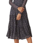 Louna Floral Mesh Dress Long Sleeve Crew Neck Tiered Boho Size‎ Large Blue Photo 0