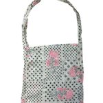 Free People  White Pink Floral Cotton Beach Tote Bag Photo 1