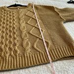 Free People Women’s Dream Cable Knit Tan Sweater Oversized Small Photo 10