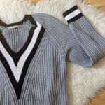 Joan Vass  Deep V Knit Printed Detailed Sweater large Photo 4