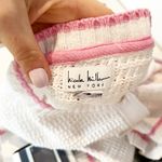 Nicole Miller  Long Sleeve Cotton Button Up Cardigan Sweater White Pink Medium Photo 2