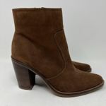 Gianni Bini Tovyy Booties Brown Suede Leather Block Heel Zip Up Women’s Size 7.5 Photo 2