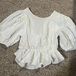 Free People  White Puff Sleeve Crop Top with Open Tie Back Photo 0