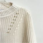 La Ligne Ivory Cream Cable Knit Balloon Sleeve Crew Neck Sweater Extra Small Size XS Photo 4