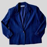 VTG Dumas Blazer Medium Navy 100% Wool One Button Jacket USA Business C… Size undefined Photo 3