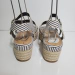 Bamboo  Blue White Striped Rope Platform Sandal 10 Photo 4