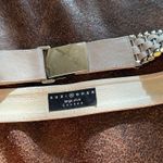 Suzi Roher Canadian Cream and silver leather & metal Women's Belt size xl plus Brown Photo 0