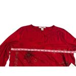 Josephine Chaus  True Red Fine Knit Top Size Large Asian Themed Shirt Photo 2