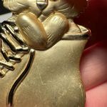 AJC Kitten Kitty Cat In A Boot Gold Tone Brooch Pin Photo 1