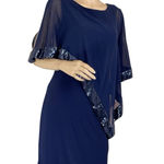 Scarlett Navy Blue Beaded Cape dress Formal Mother Of The Bride Size 8 Photo 0