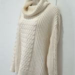 Haven Well Within Braided Cable Knit Sweater Turtleneck Cream Medium Coastal White Photo 4