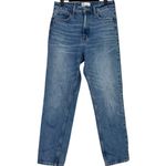 ZARA  Relaxed High Rise Straight Wide Leg Stretch Jeans 6 Medium Blue Wash #4066 Photo 9