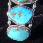 VINTAGE NAVAJO NATURAL TURQUOISE & STERLING SILVER CUFF BRACELET Blue Photo 8