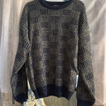 Vintage navy and cream grandpa oversized sweater Blue Size XL Photo 0
